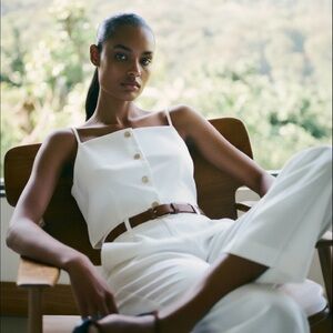 ZARA Strappy Linen Blend Cropped Vest